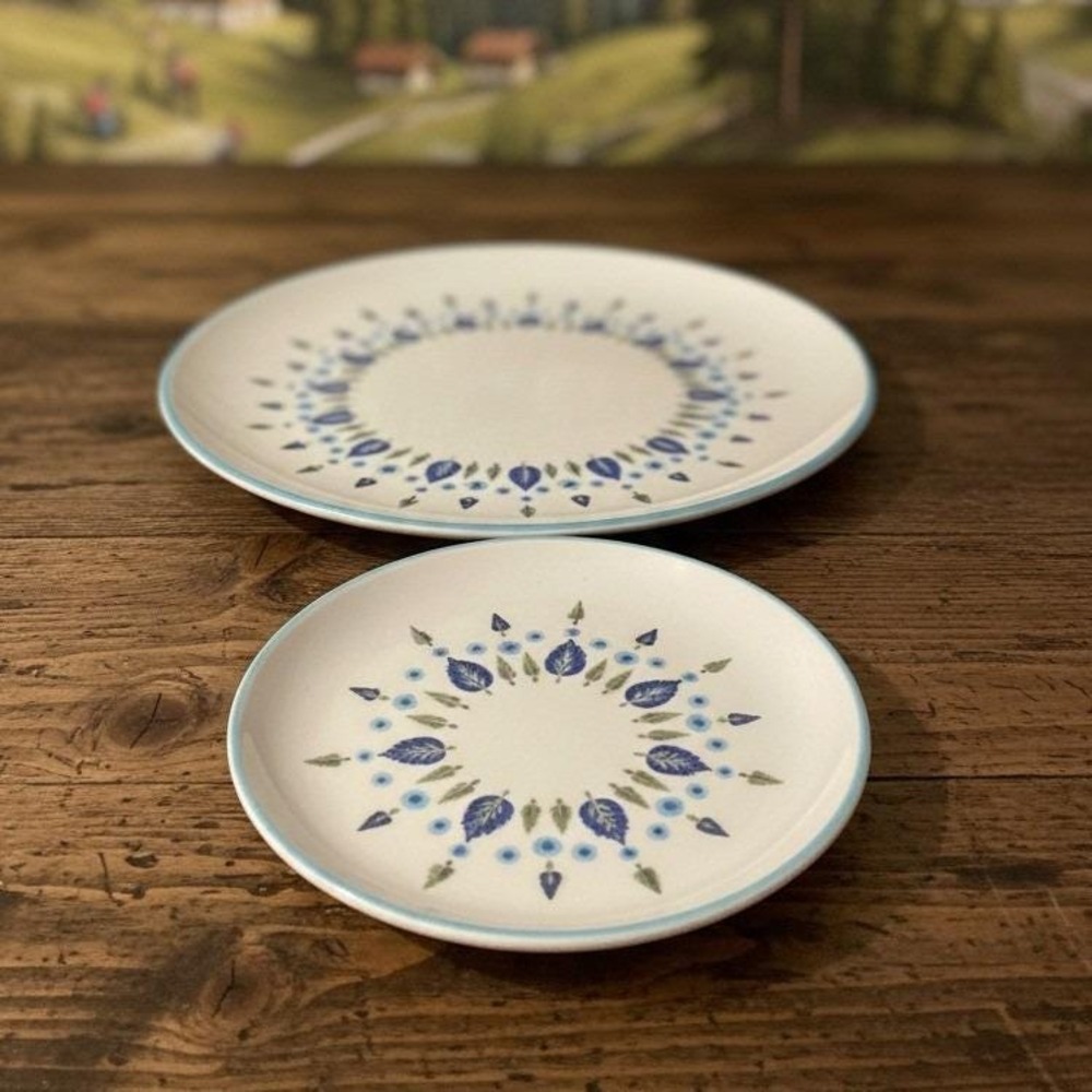 Marcrest China Swiss Alpine Dinner & Bread Plate, Vintage Multicolor Stoneware